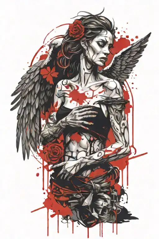 Dark Angel Holding A Decapitated Head