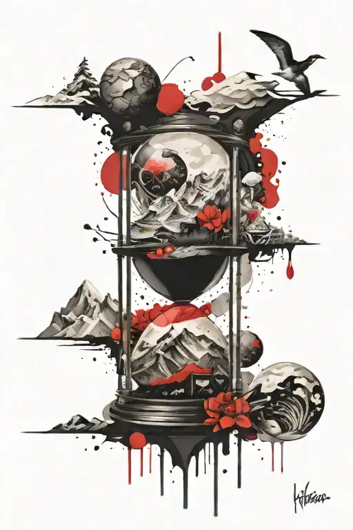 Mountain Landscape Planets Hourglass