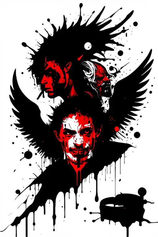 Tattoo With The Image Of An Angel And A Demon On The Chest