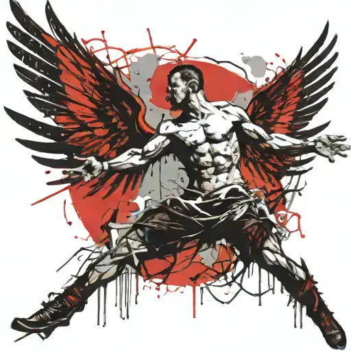 Icarus Frame In Front Of The Sun Burning His Wings