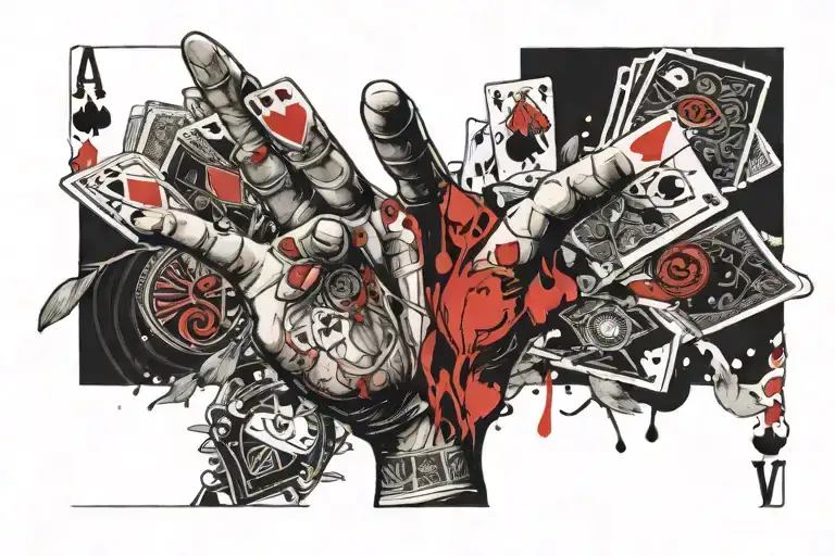 Poker Card With Human Hand Reaching Out Of The Card