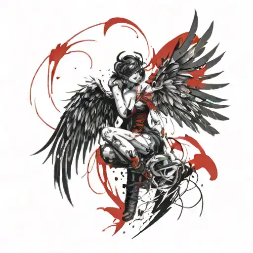 Silloette Of Sexy Demon Girl Wings