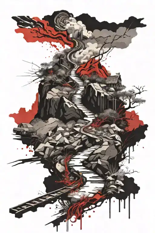 Trail Going Up Into The Mountain With A Creek Along One Side