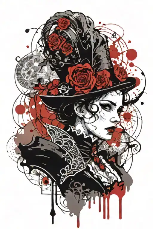 A Gothic Female Vampire In Victorian Era Clothing