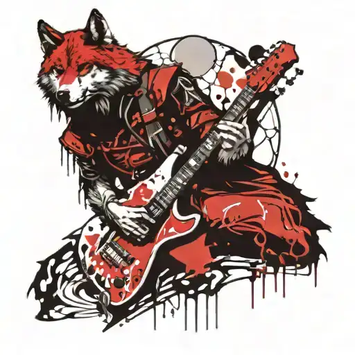 Wolf Moon Guitar Cience Ninja Samurai