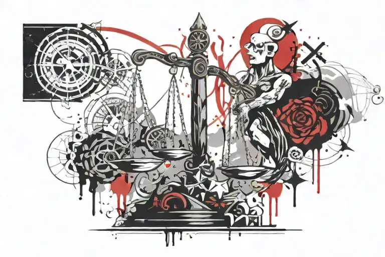 Justice Scale With Aries Zodiac Sign Incorporated