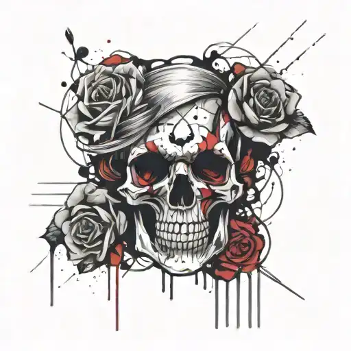 Skull And Girl With Rose