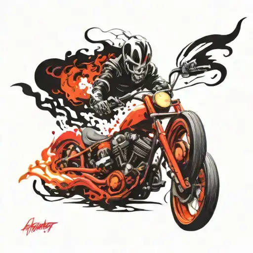 Ghostrider On A Bike With Fire Chain
