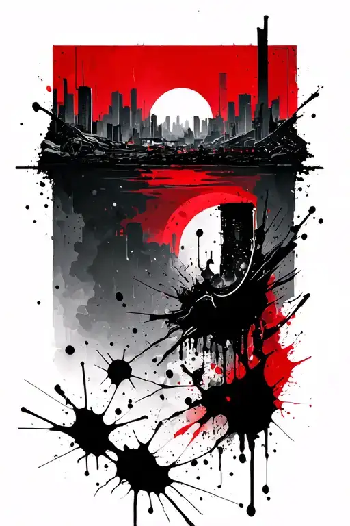 City Ruins On Horizon In The Background