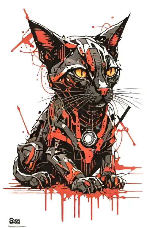A Cybernetic Cat With Neon Accents And Futuristic Elements
