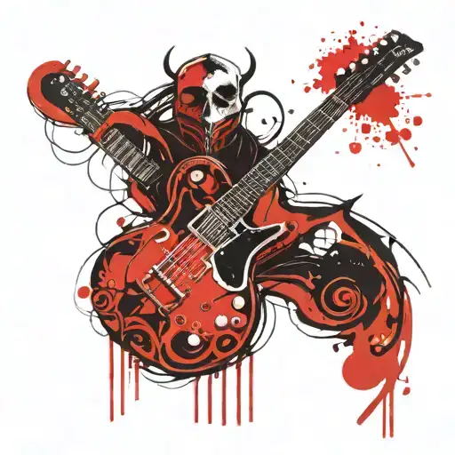 Theatrical Mask With Guitar Neck