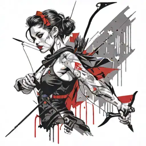 Pinup Girl Hunting With Bow And Arrow