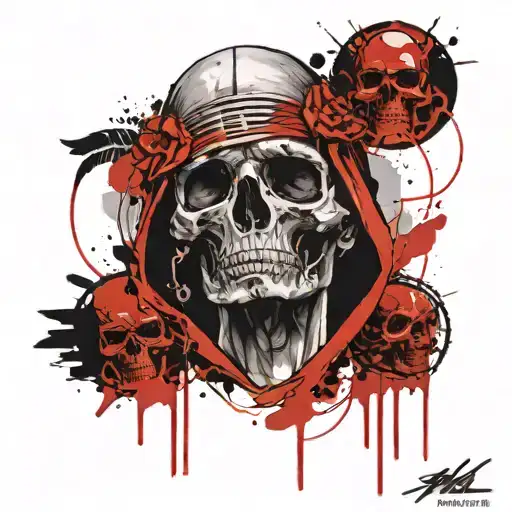 Egyptian Skull Face Tattoo Design
