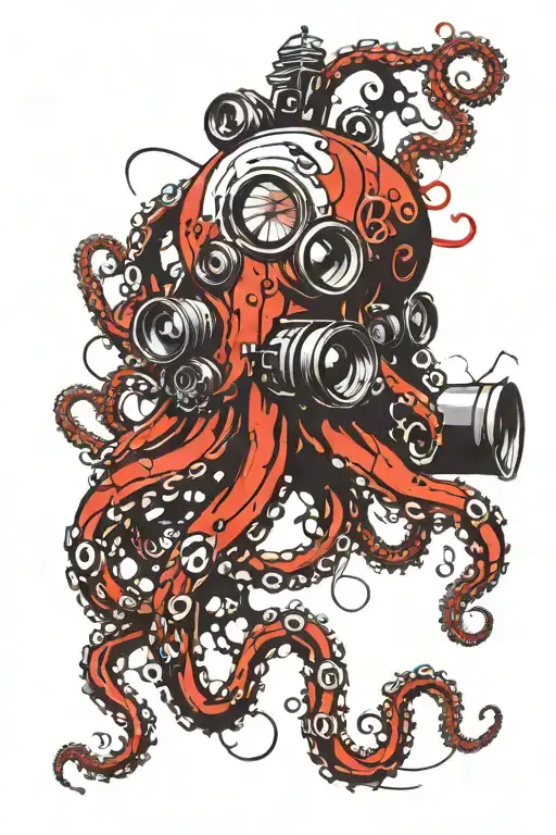 Video Surveillance Camera And Octopus Tentacles