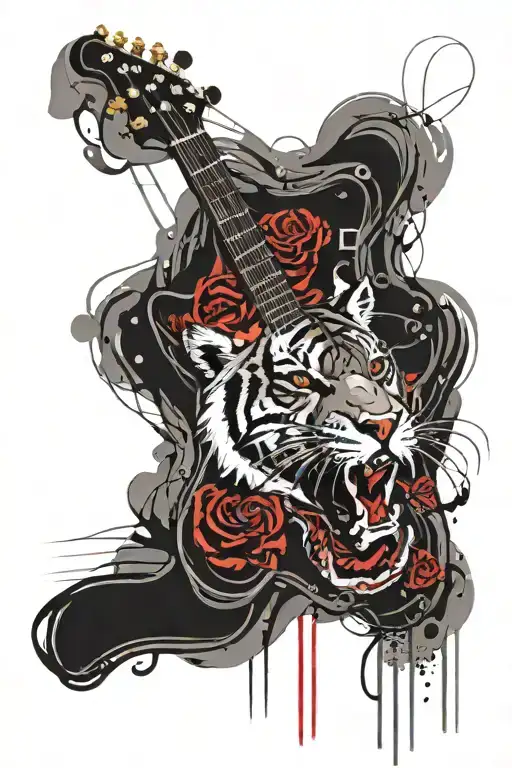 Tiger Guitar Intertwined Symbolizing The Client's Passion