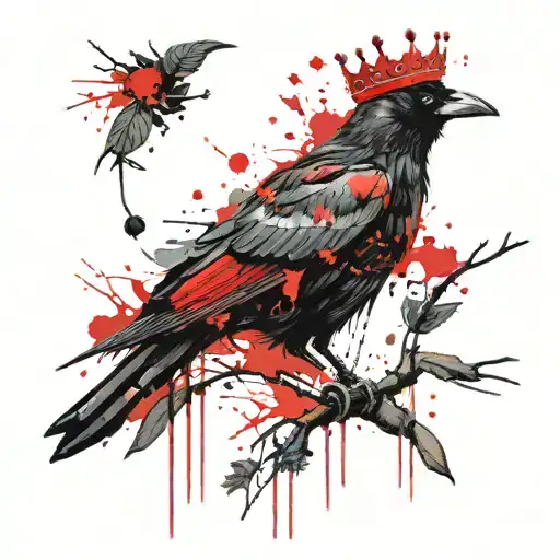 A Crow Wearing A Crown On A Branch