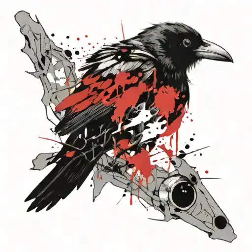 A Crow On A Branch Representing