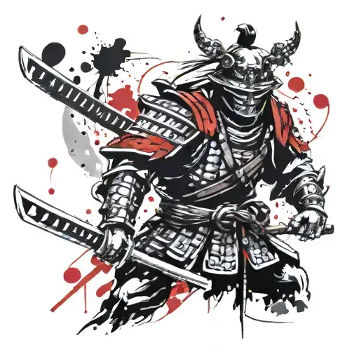 Samurai Warrior Theme Ink Blotch