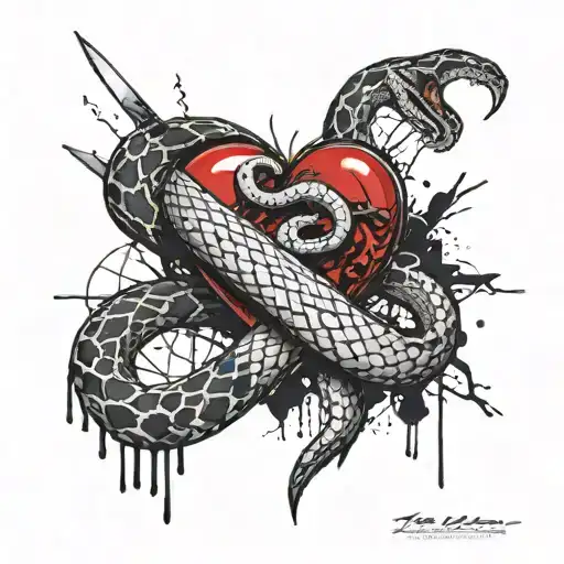 Snake And Heart And Knife