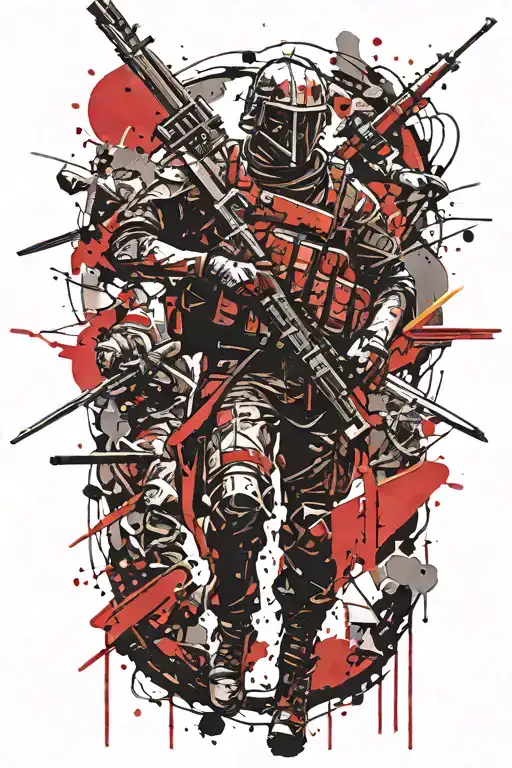 Battlefield With Warriors Virtical Sword