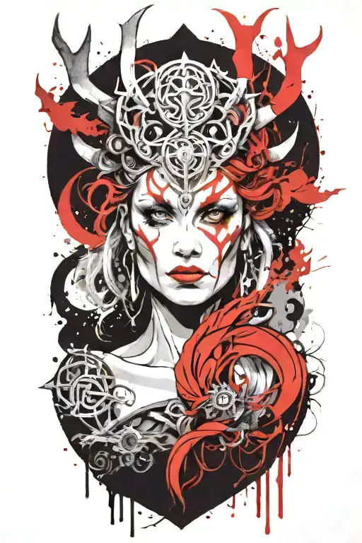 Norse Goddess Hella Portrait Looking