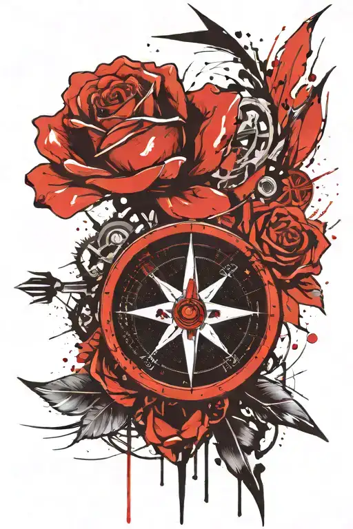 Compass Spade Arrow And 1 Rose