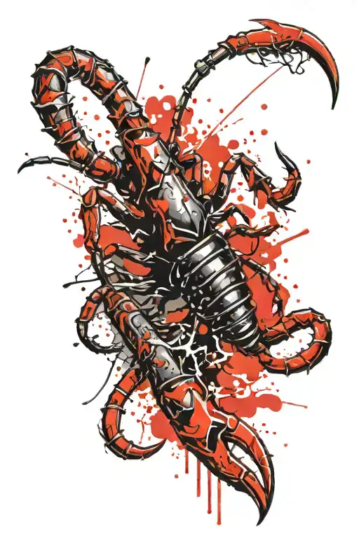 Scorpion With A Sword Piercing And Poison Drop Falling