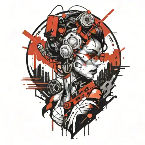 Cyberpunk Inspired Tattoo Lady