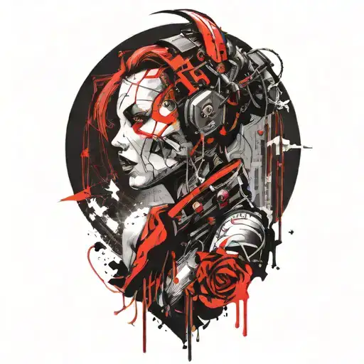 Cyberpunk Inspired Tattoo Lady