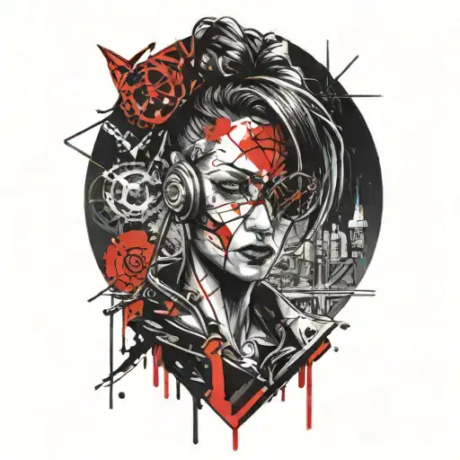 Cyberpunk Inspired Tattoo Lady