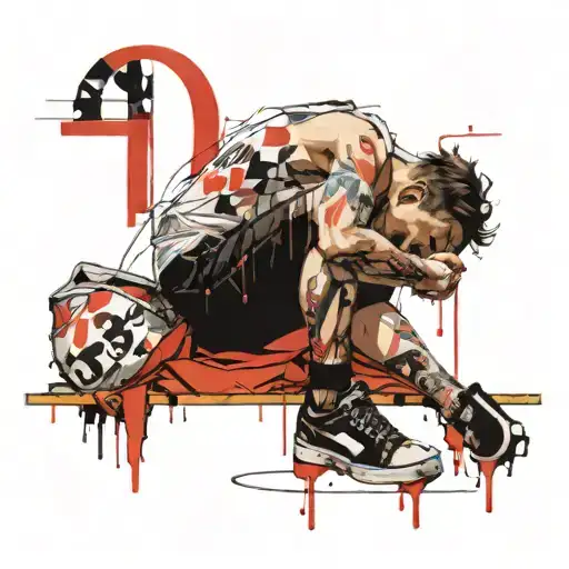 Number One And A Lonely Guy Sits Hugging His Knees Leaning Against The Number