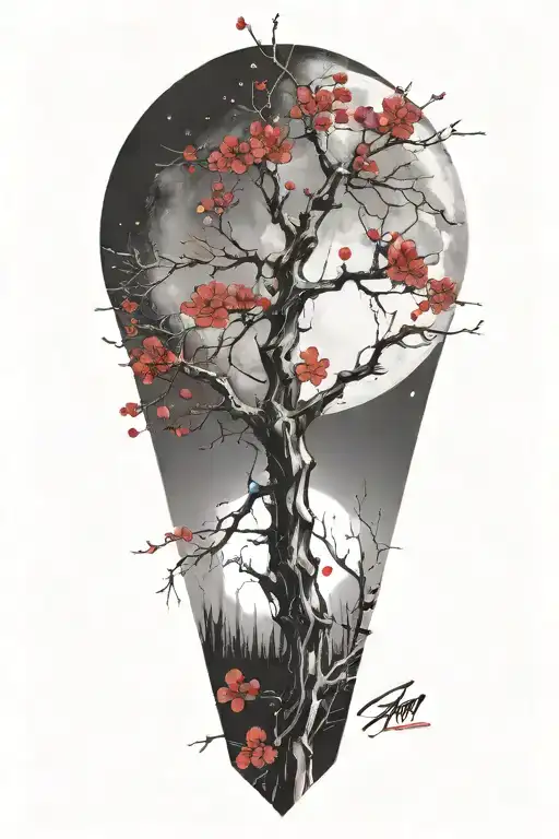 Trash Polka Sakura Branch In Moonlight