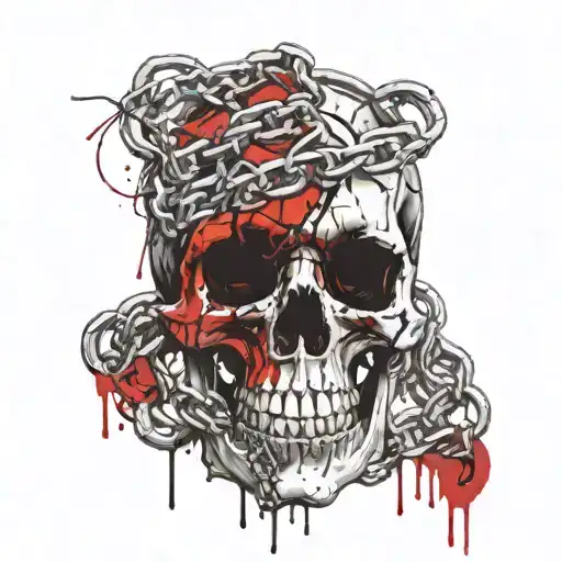 Realistic Skull Wrapped In Chains