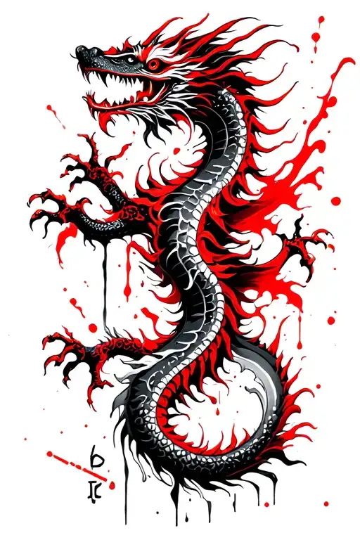 Chinese Dragon Nordic Runes Vegvisir