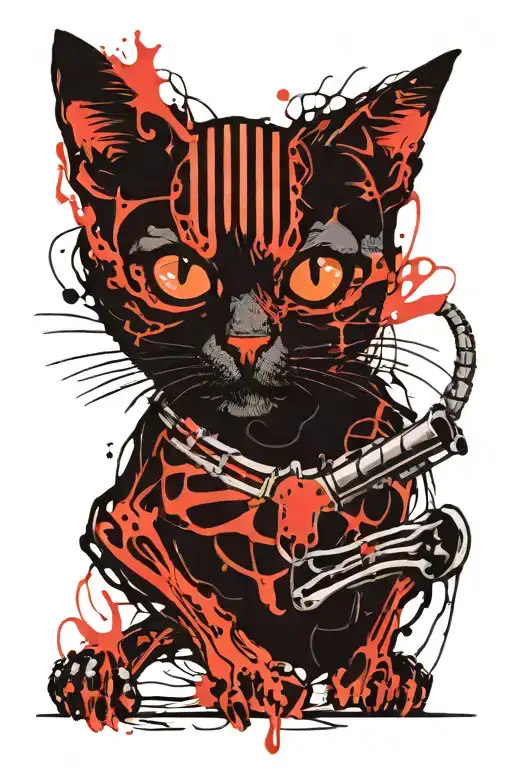 Cat Skeleton With Cigarette