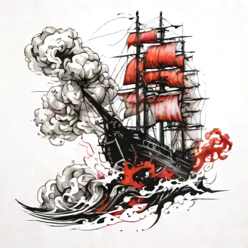Ghost Pirate Ship With Smoke