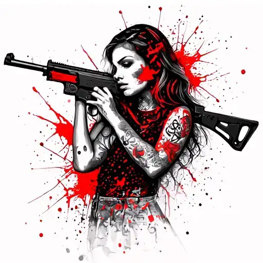 Beautiful Woman With Ak47