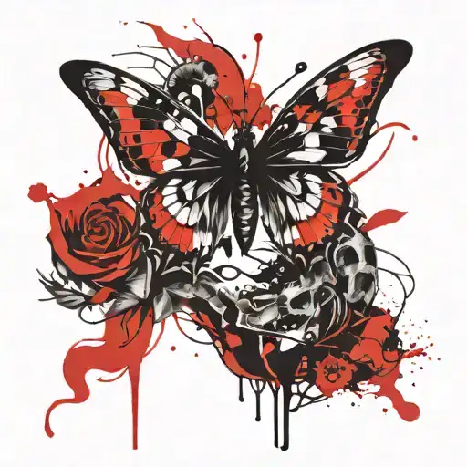 Snake Fluid Tattoo Featuring Small Butterfly