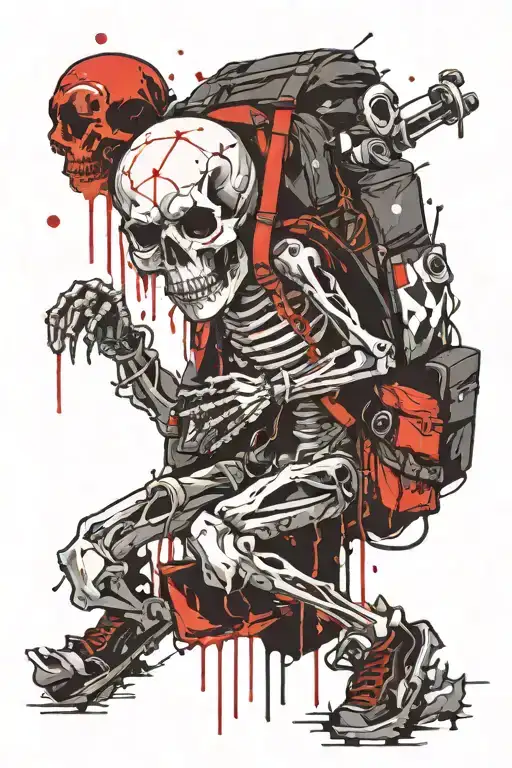 Skeleton Carrying A Rucksack With A 240