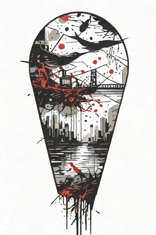 Silhouette Hovering Over Body Of Water