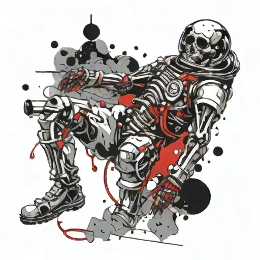 Skeleton Spacesuit Drifting In Space