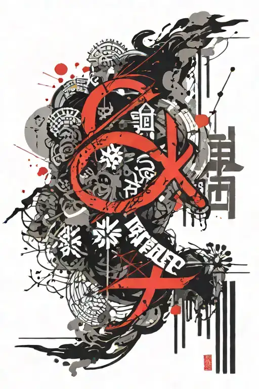 Chinese Letters And Animals But Middle Is Free