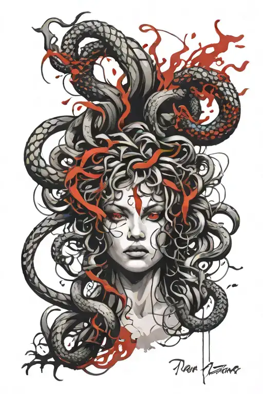 Medusa Gargona Sketch Style