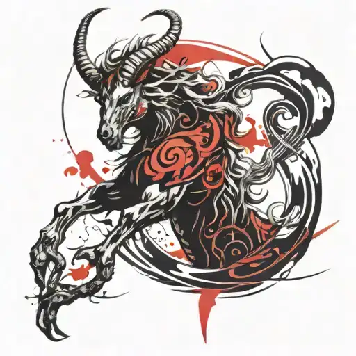 Capricorn On The Forearm In The Style Of Japanese Culture