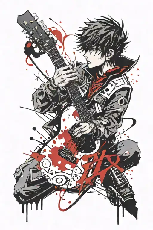 Berserk Anime And A Guitar And A Turkish Instrument Saz