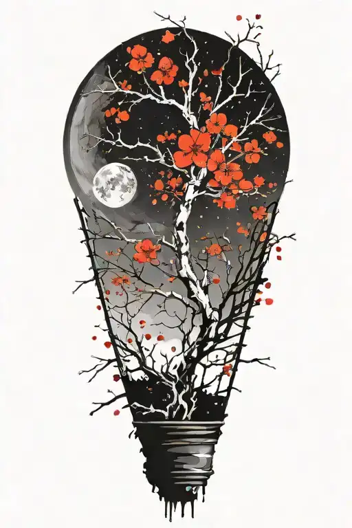 Trash Polka Sakura Branch In Moonlight