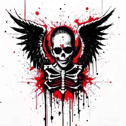 Angel Bones Punk Neck Tattoo Design