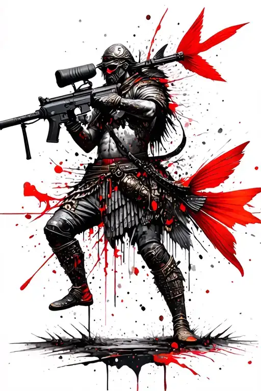 A Pisces Ancient Warrior With A Ar 15 Rifle In Battle