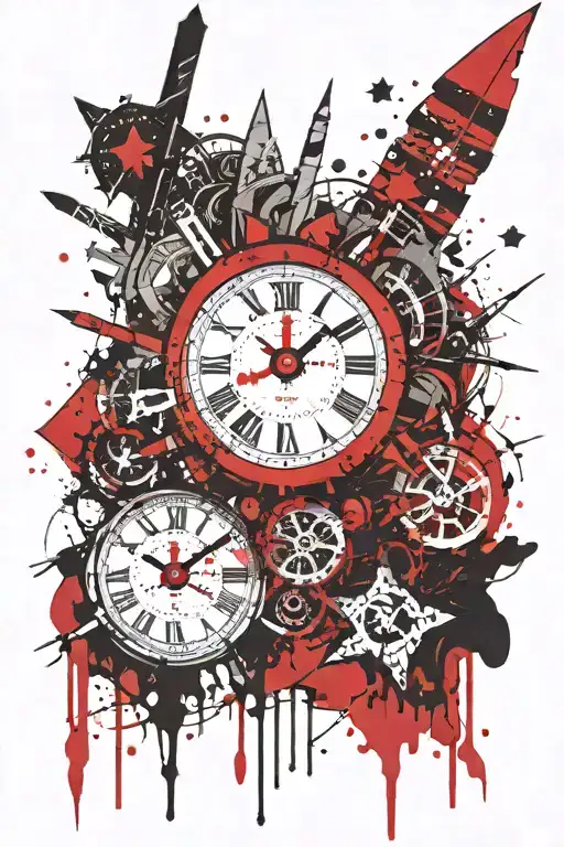 Pen With Clock And Stars Around It