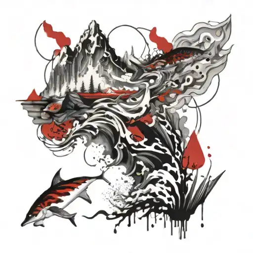 Rocky Mountains And Ocean Waves Forming